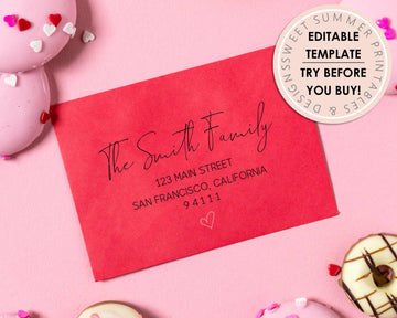 Editable Envelope Template - Valentine's Day - Simple Heart