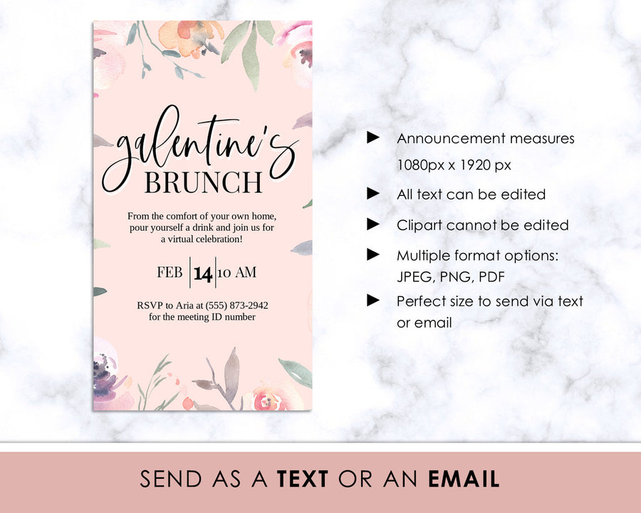 Digital Announcement - Valentine's Day - Blush Floral