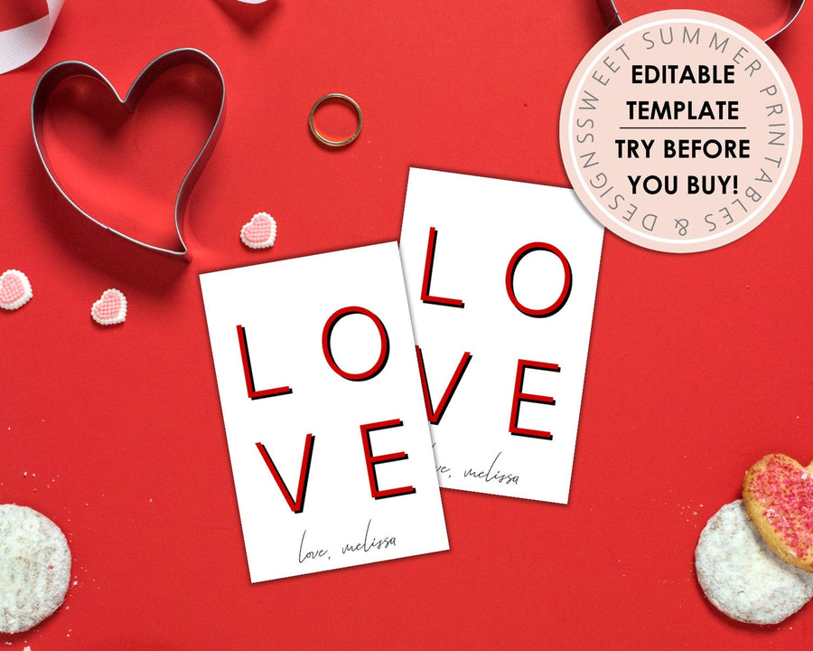 Editable Gift Tag - Valentine's Day - Red Love