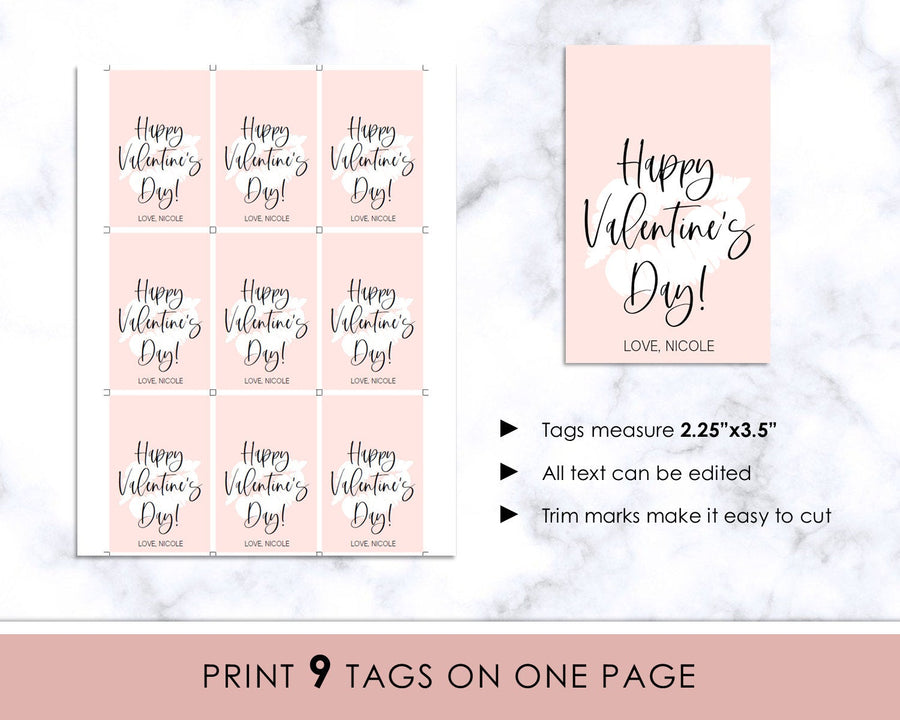 Editable Gift Tag - Valentine's Day - Pink Kiss