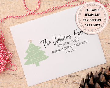 Editable Envelope Template - Christmas - Green Tree