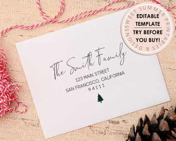 Editable Envelope Template - Christmas - Black Tree