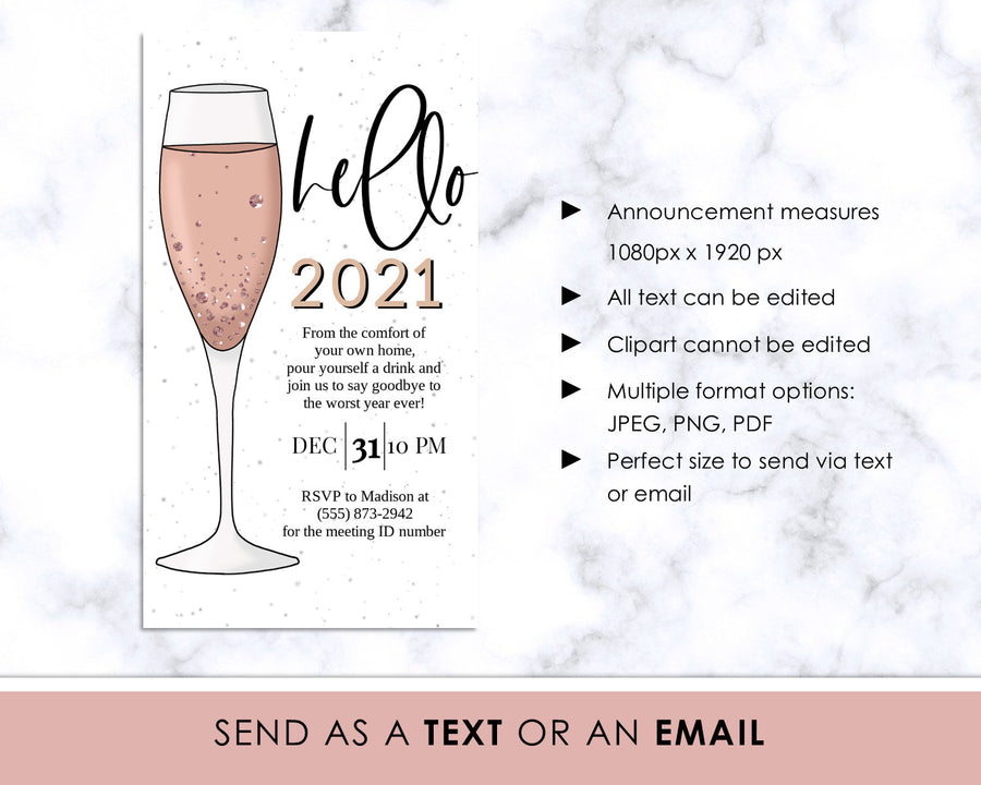 Digital Announcement - New Year's Eve - Hello Champagne