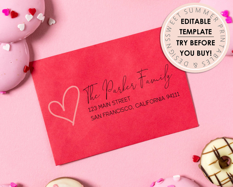 Editable Envelope Template - Valentine's Day - Single Heart