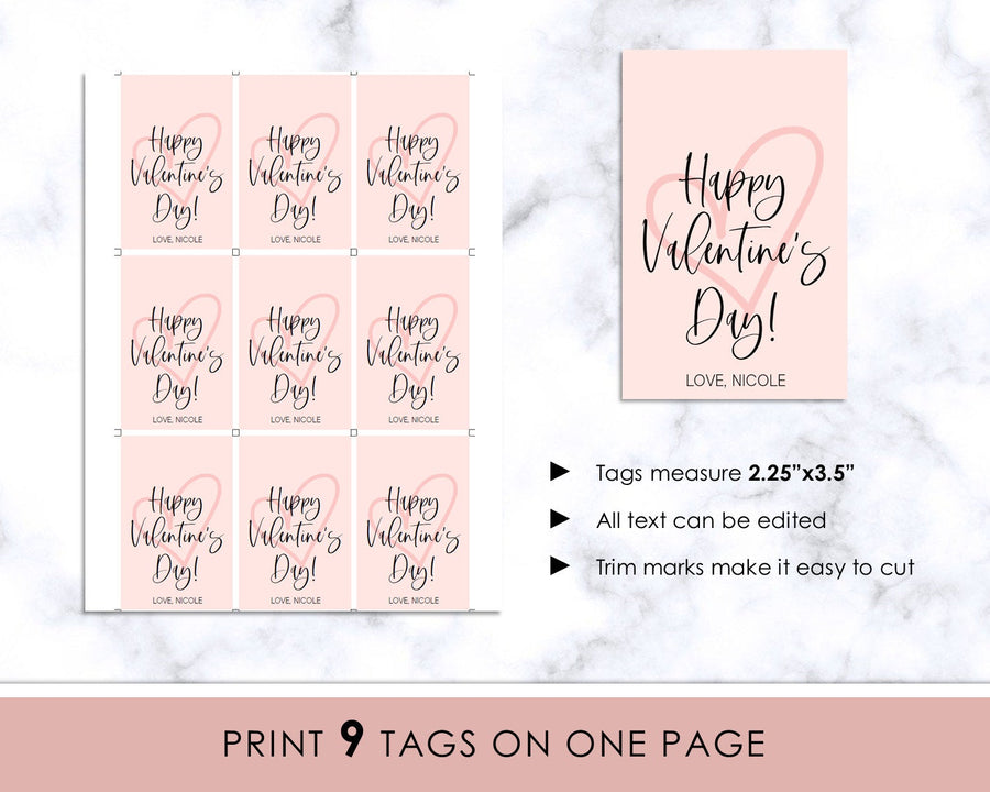 Editable Gift Tag - Valentine's Day - Faded Heart