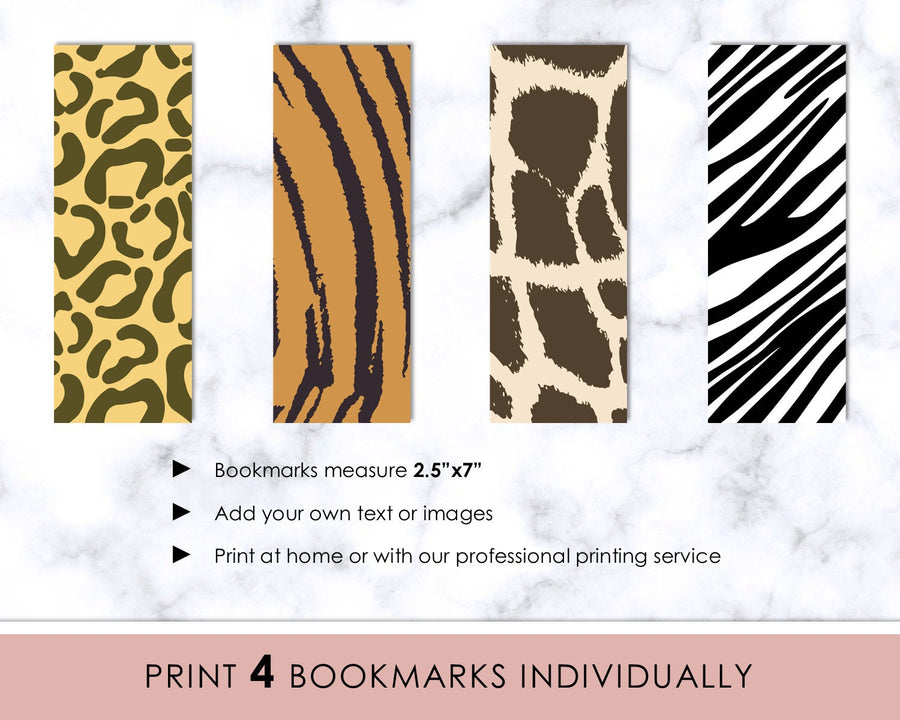 Bookmarks - Editable - Animal Print
