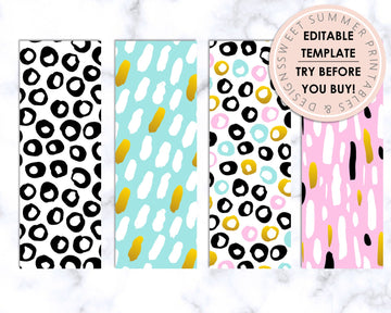 Bookmarks - Editable - Pink and Teal
