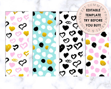Bookmarks - Editable - Hearts and Dots