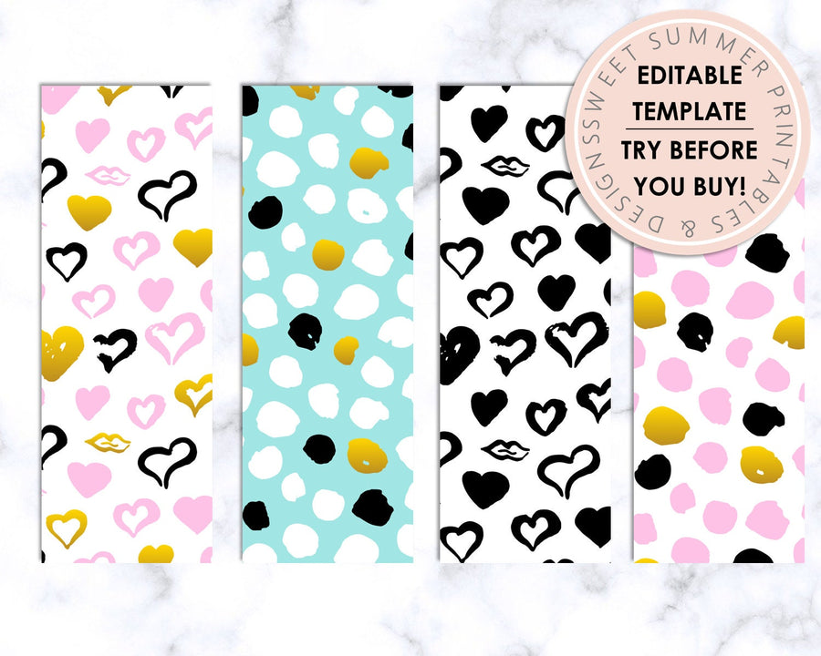 Bookmarks - Editable - Hearts and Dots