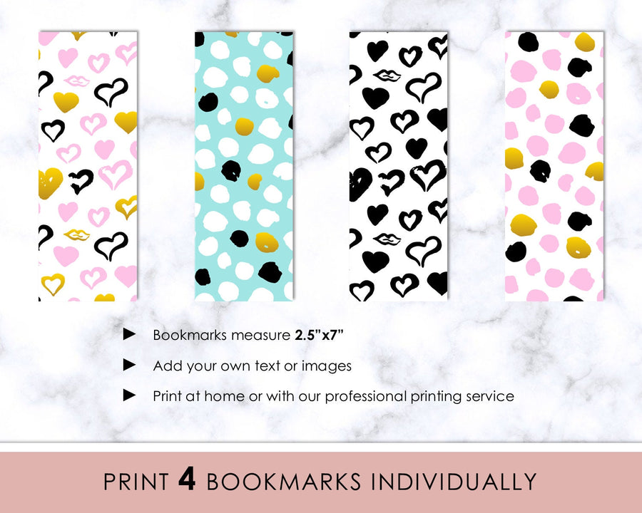 Bookmarks - Editable - Hearts and Dots