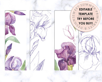 Bookmarks - Editable - Purple Floral