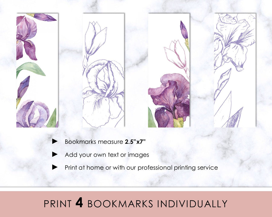 Purple Bookmark Example Bookmarks - Editable - Purple Floral – Sweet Summer Designs