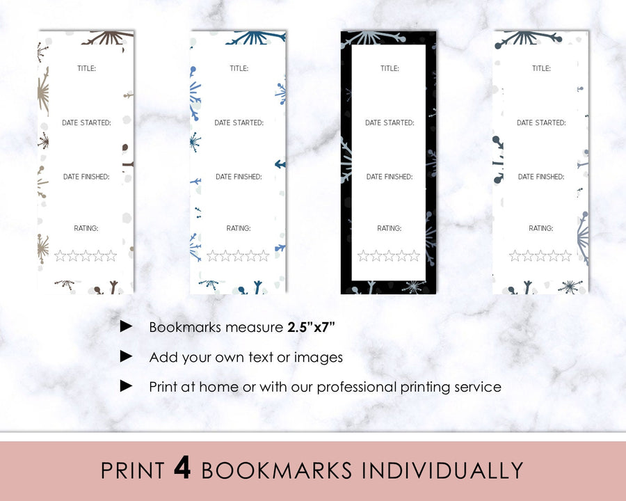Bookmarks - Editable - Snowflake Book Review