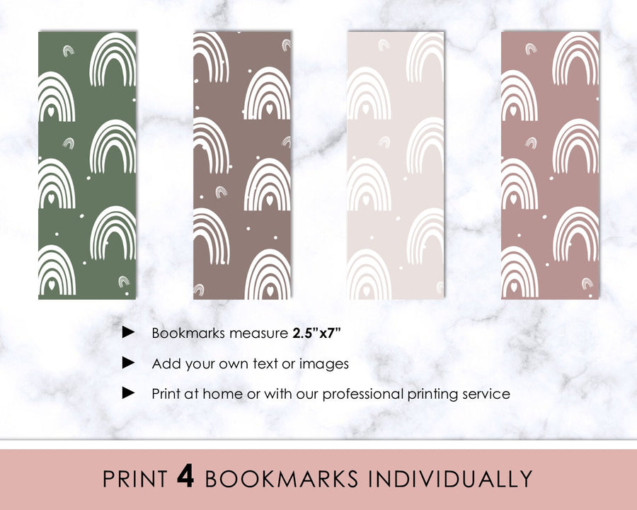 Bookmarks - Editable - Boho Rainbow