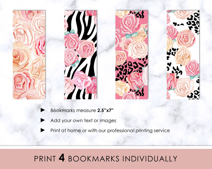 Bookmarks - Editable - Animal Floral