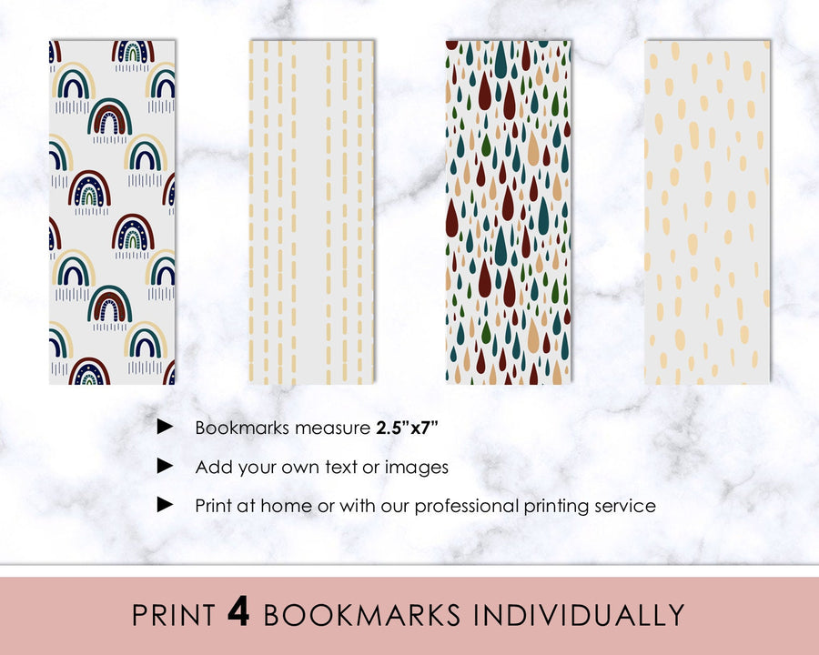 Bookmarks  Editable - Boho Rainbow