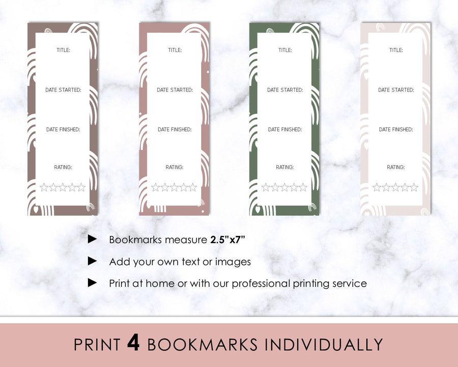 Bookmarks - Editable - Boho Rainbow Book Review