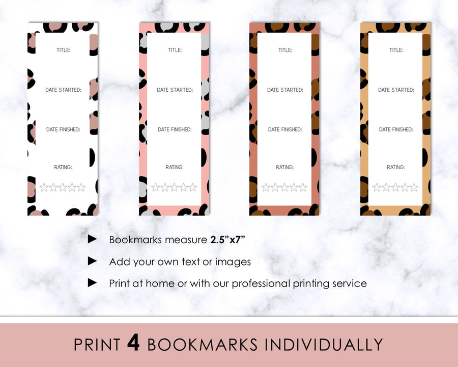 Bookmarks - Editable - Leopard Print Book Review