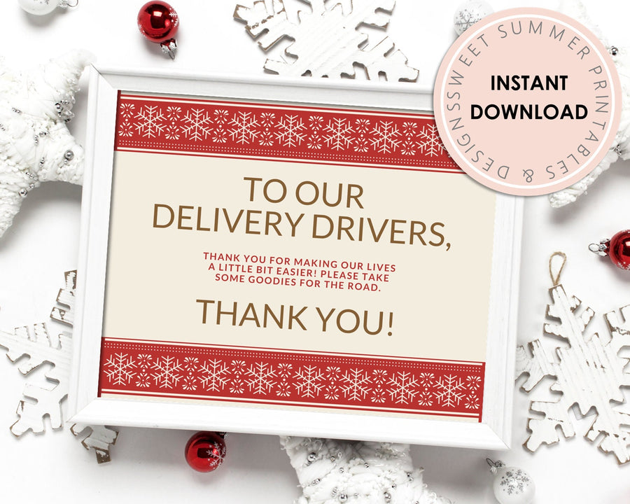 Delivery Drivers Sign Printable - Classic Christmas