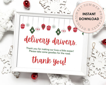 Delivery Drivers Sign Printable - Red and Green Decor