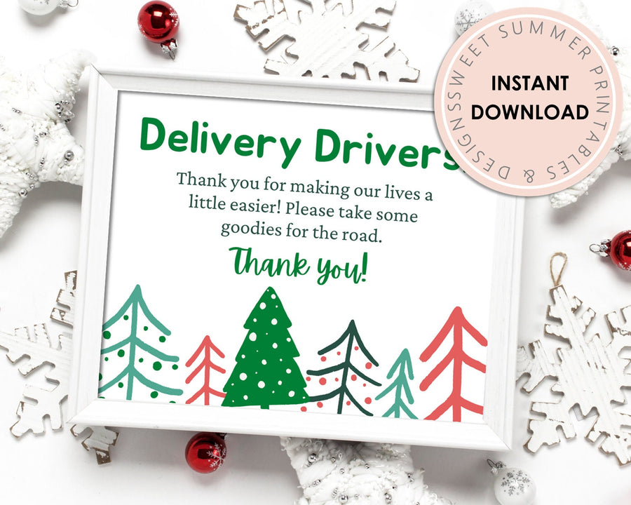 Delivery Drivers Sign Printable - Trees