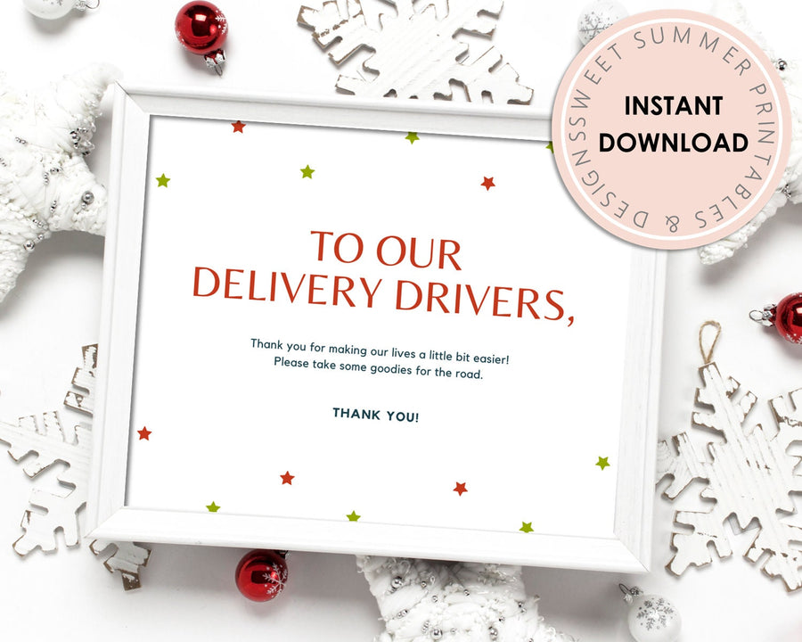 Delivery Drivers Sign Printable - Christmas Stars