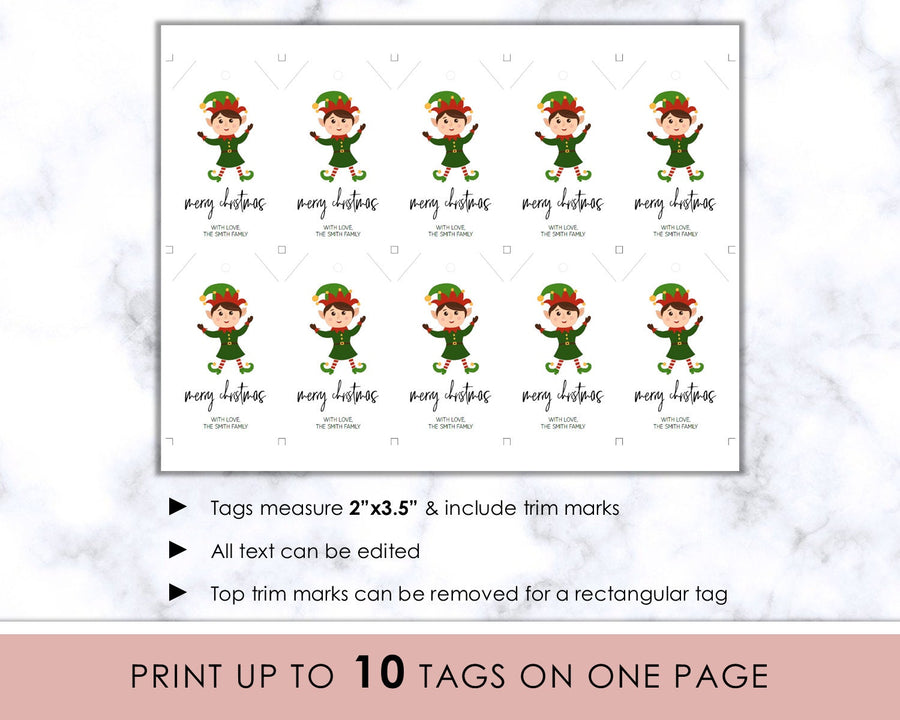 Editable Christmas Gift Tag - Santa's Elf