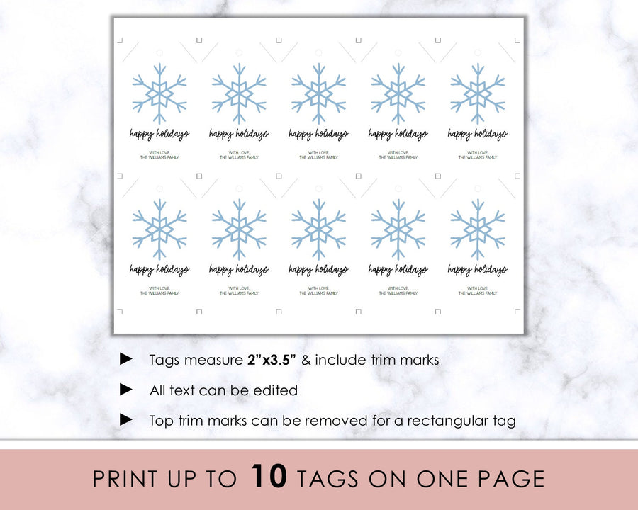 Editable Christmas Gift Tag - Snowflake
