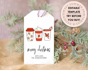 Editable Christmas Gift Tag - Drinks