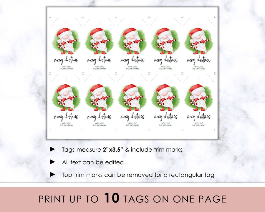 Editable Christmas Gift Tag - Gnome