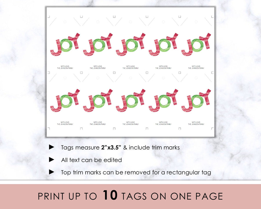 Editable Christmas Gift Tag - Colorful Joy