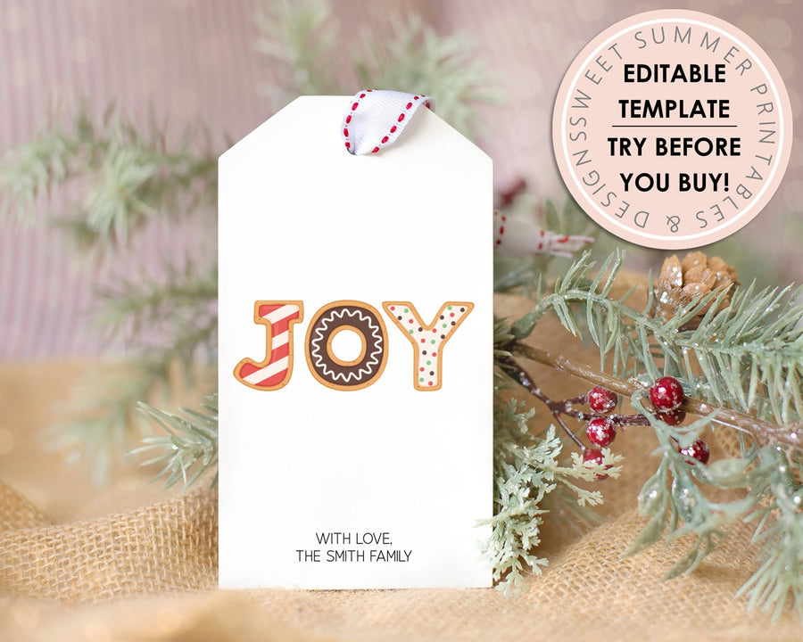Editable Christmas Gift Tag - Joy Cookies