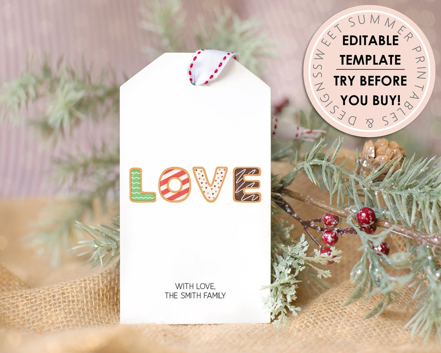 Editable Christmas Gift Tag - Love Cookies