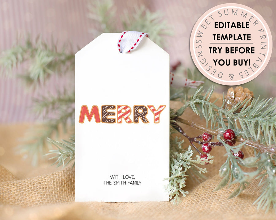 Editable Christmas Gift Tag - Merry Cookies