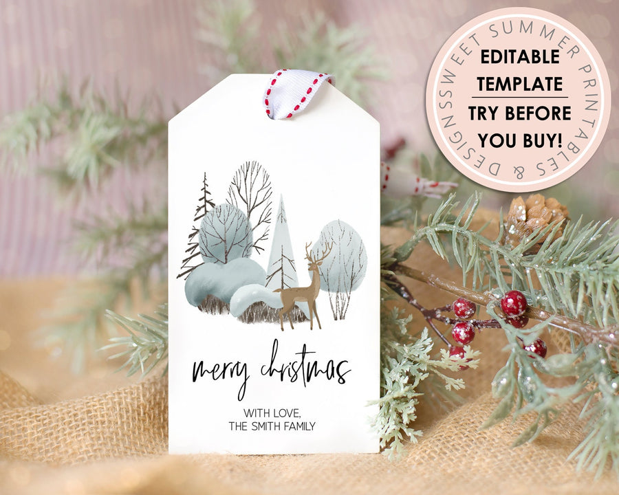 Editable Christmas Gift Tag - Winter Wonderland