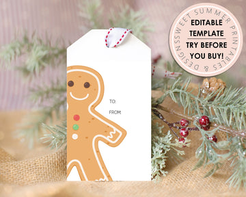 Editable Christmas Gift Tag - Gingerbread Man