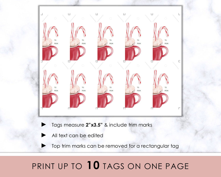 Editable Christmas Gift Tag - Hot Cocoa