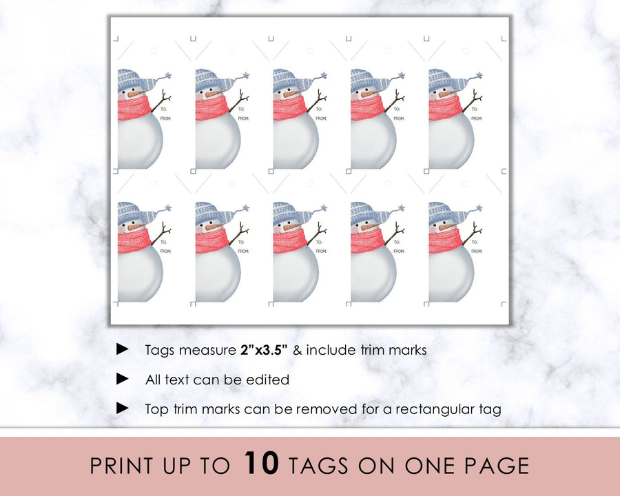 Editable Christmas Gift Tag - Mr. Snowman