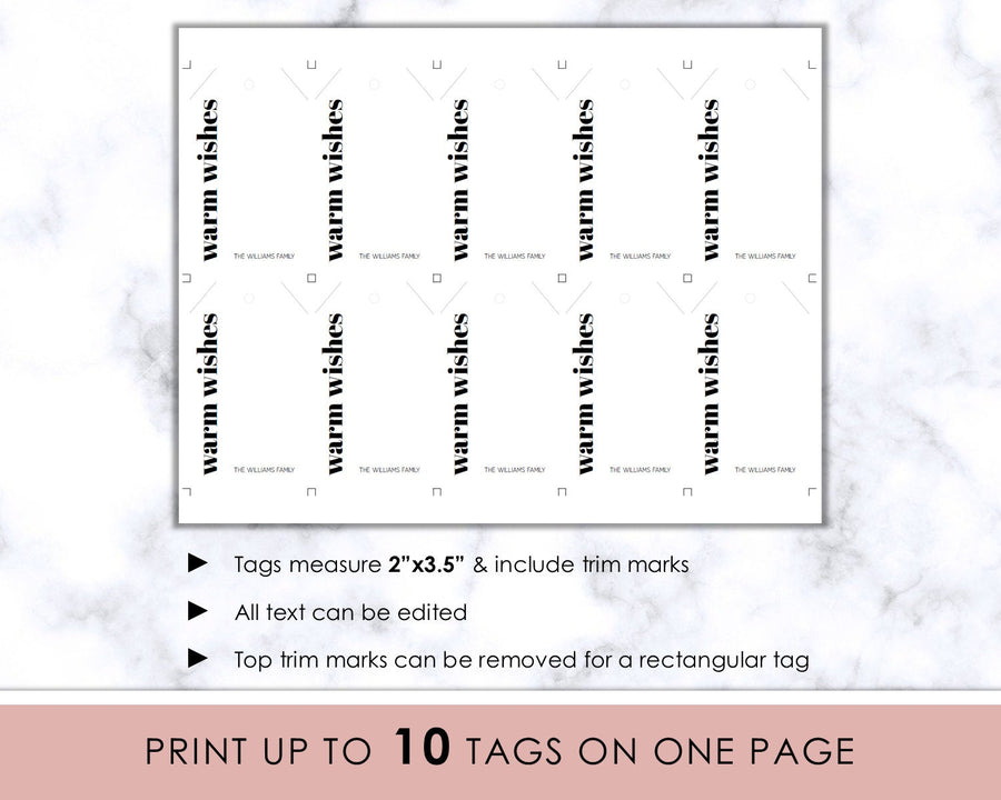 Editable Christmas Gift Tag - Minimalist Warm Wishes