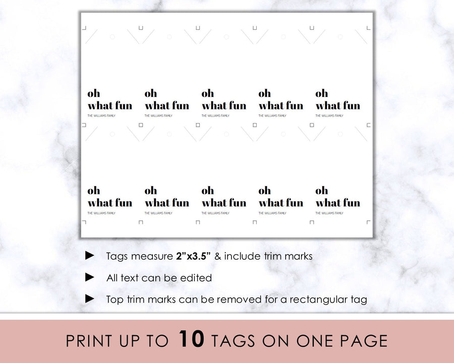 Editable Christmas Gift Tag - Minimalist Oh What Fun