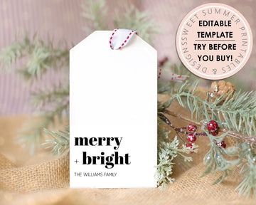 Editable Christmas Gift Tag - Minimalist Merry and Bright