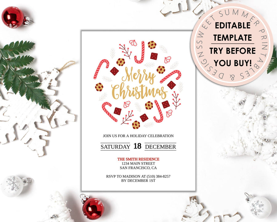Editable Christmas Invitation - Christmas Treats
