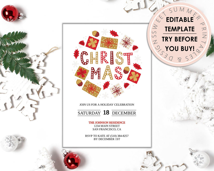 Editable Christmas Invitation - Christmas Fun