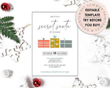 Editable Christmas Invitation - Colorful