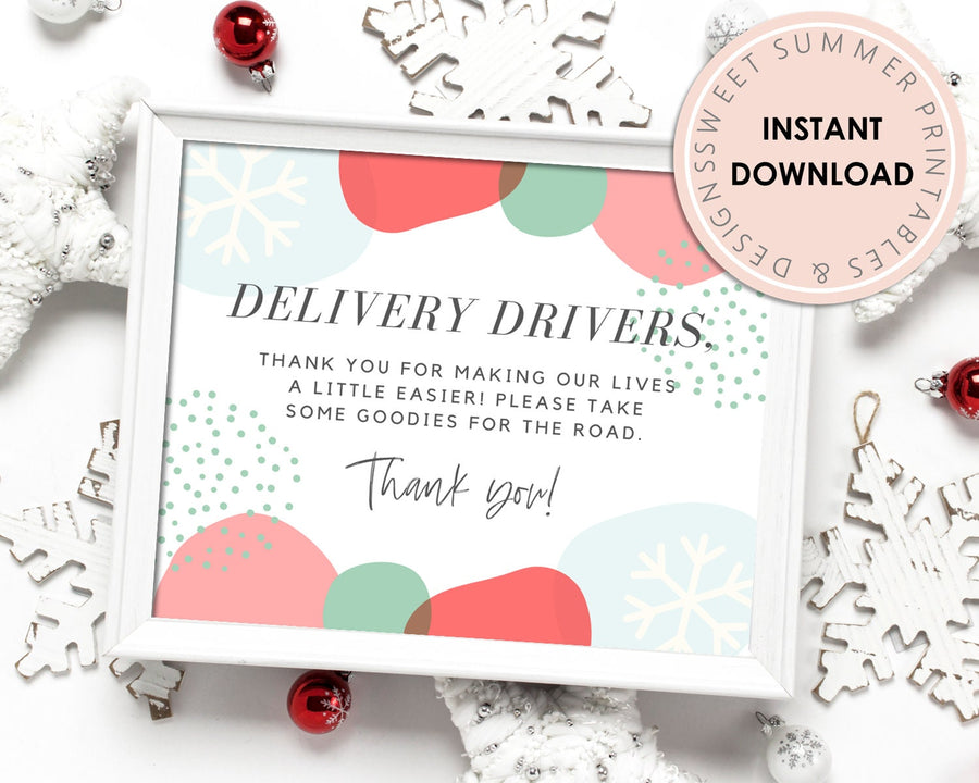 Delivery Drivers Sign Printable - Colorful Christmas