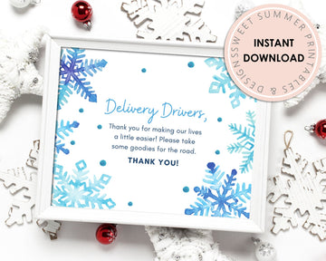 Delivery Drivers Sign Printable - Blue Winter