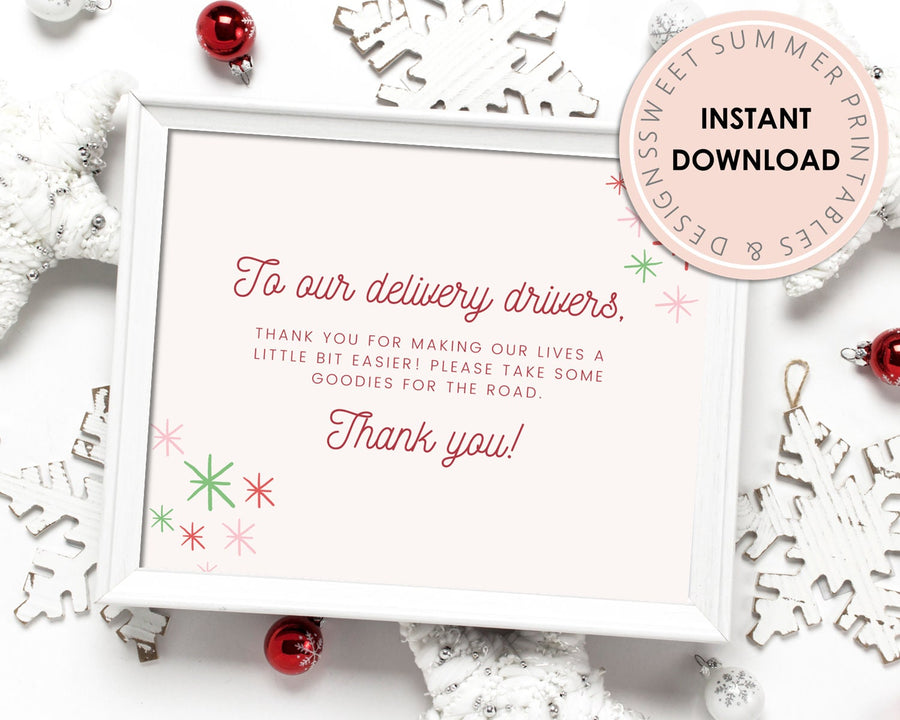 Delivery Drivers Sign Printable - Christmas Sparkle