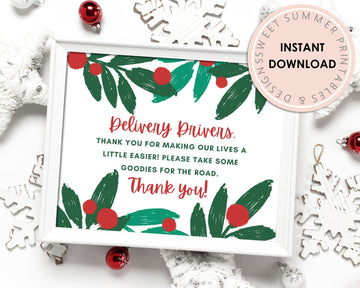 Delivery Drivers Sign Printable - Holly Jolly