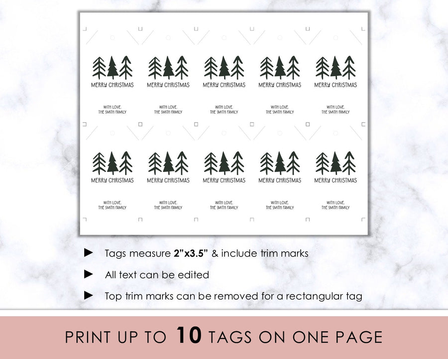 Editable Christmas Gift Tag - Black Trees