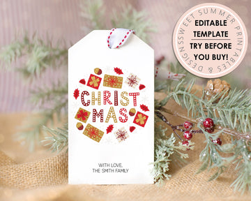 Editable Christmas Gift Tag - Festive